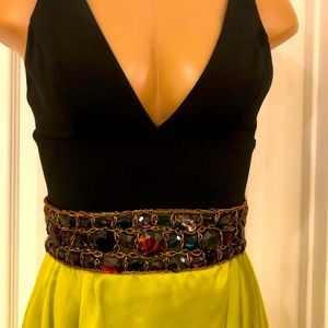 Black and Lime Green Sexy Cocktail mini Dress